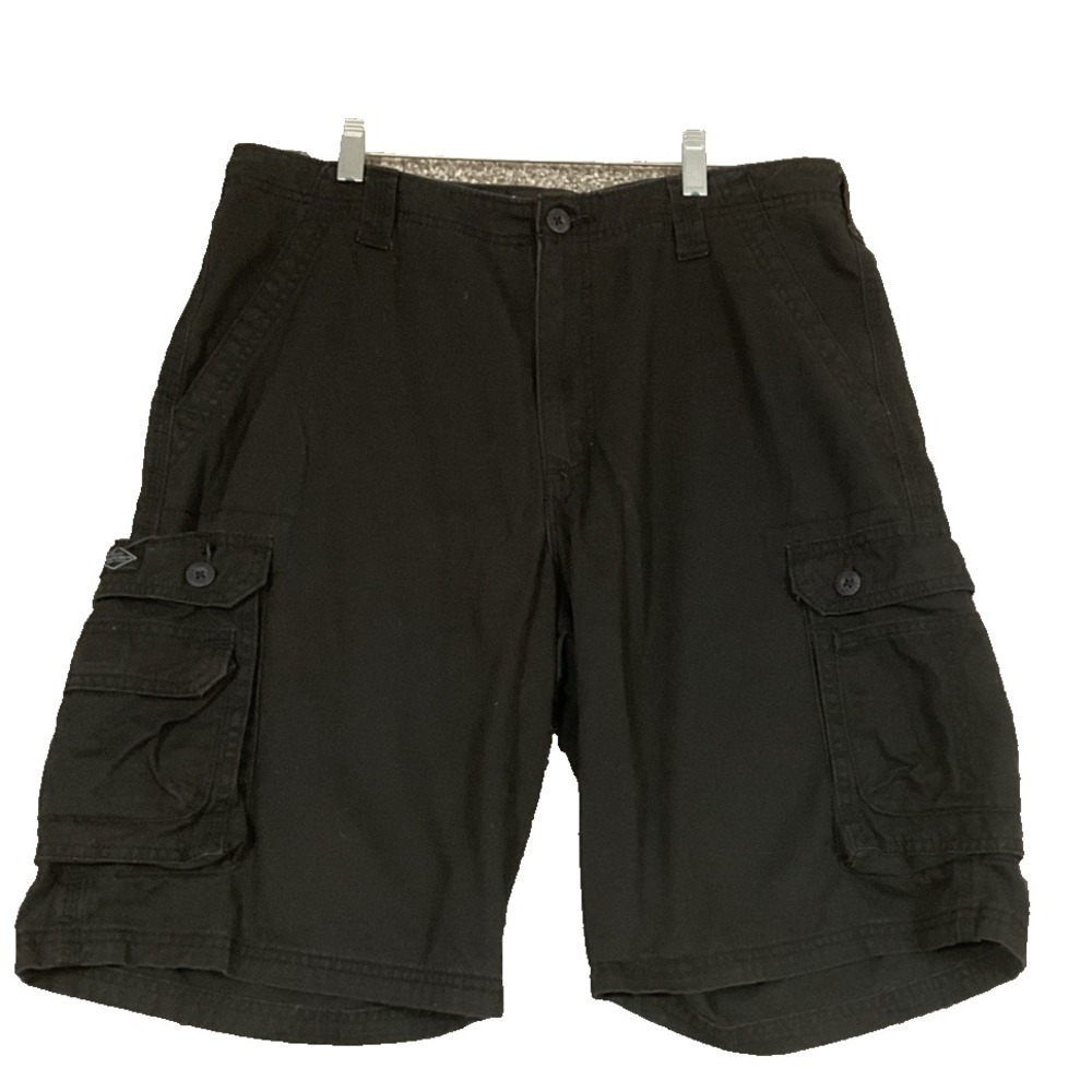 y2k Retro Lee Men's Black 100% Cotton 7 inch Dad Cargo Shorts Sz 34W